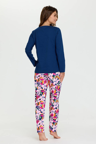 7 Piżama damska Senizo granatowy kwiaty