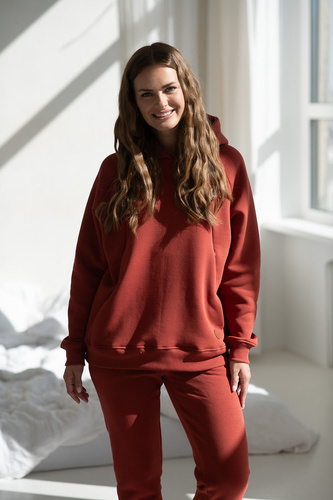 Motherhood Bluza ciążowa i do karmienia Milk&Love chili oil– oversize, bawełna z meszkiem