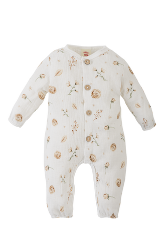 02239BS "Muslin Flowers" Pajac muślinowy Makoma