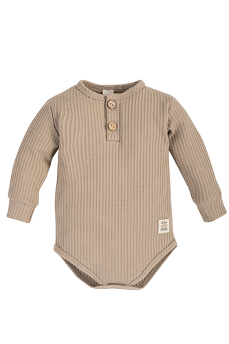 03249DRPS "Waffel Stone" Body polo z długim rękawem Makoma stone