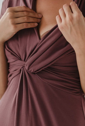 Loop Sukienka ciążowa i do karmienia Milk&Love – rose brown, rękaw 7/8, wiskoza