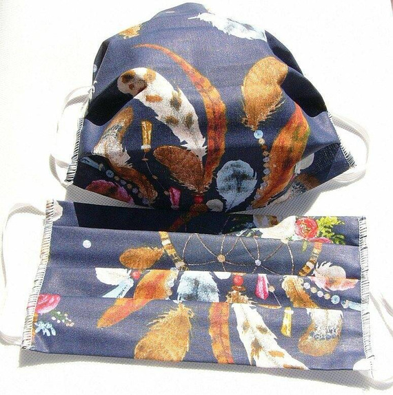 Maseczka dwuwarstwowa Karo - 135A szare kolorowe kwiaty