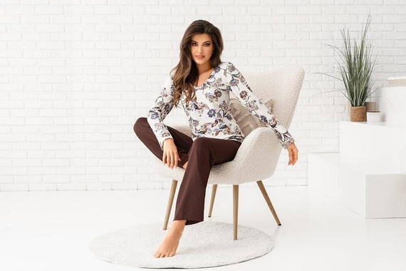 Naomi Long Piżama damska Donna ecru brązowy