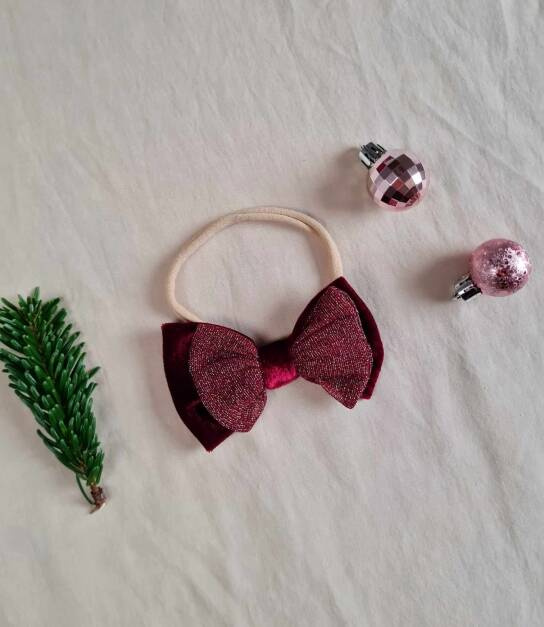 M0716 Opaska z dużą kokardą Marija - bordo