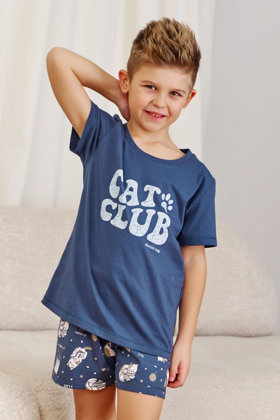 7205 "Cat club" Piżama dziecięca Unisex Doctor Nap - deep blue
