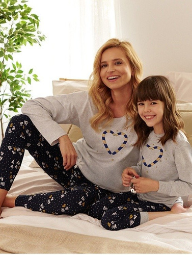 433 , 434 Ada Piżama dla dziewczynki Taro szary jasny-granatowy