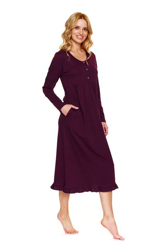 7318 Doctor Nap – Koszula nocna ciążowa i do karmienia z bawełny | Polska produkcja - burgundy