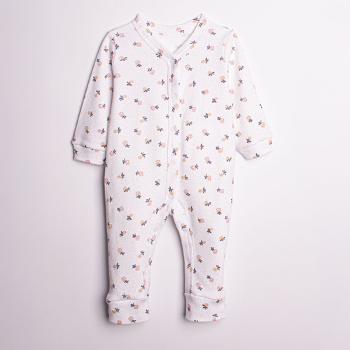 220032 Pajac niemowlęcy Nicol 100% bawełna z długim rękawem i drobnym nadrukiem kwiatowym