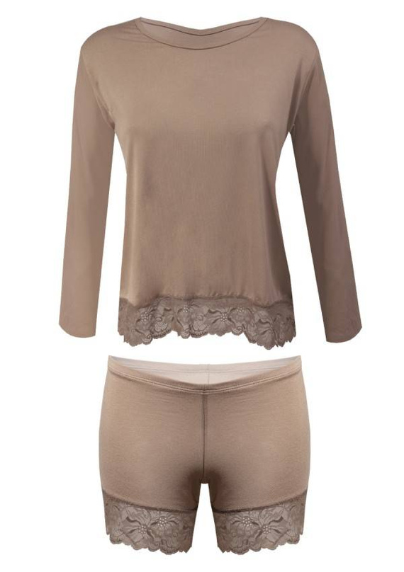 Kornelia Komplet Piżama Damska DKaren - Cappucino