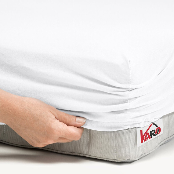 Prześcieradło Jersey z gumką KARO - biały