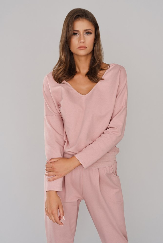 Karina Komplet Damski długi rękaw, spodnie Italian Fashion - pudrowy 