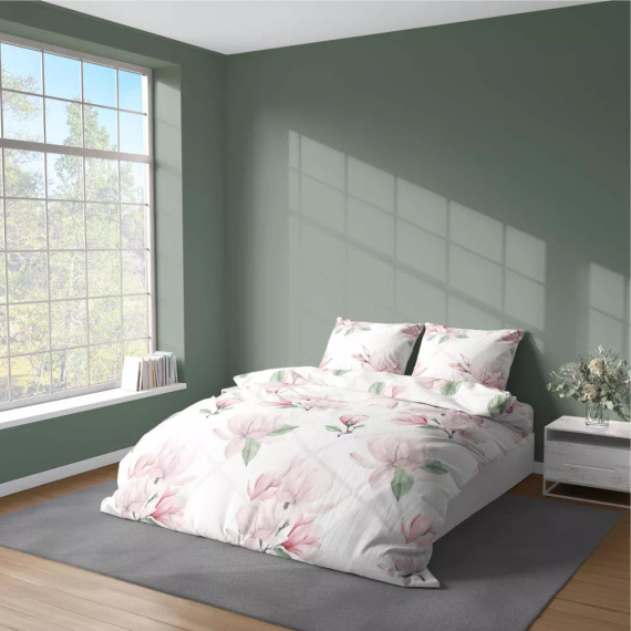 5034 A Pościel z mikrofibry kwiaty Detexpol różowy