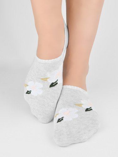 Baleriny damskie Noviti ST099  bawełniane niewidoczne silikon komfort