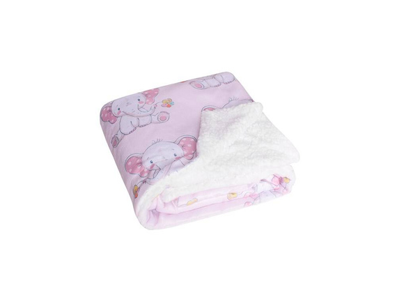 Milo sherpa słonik kocyk włochacz dwustronny różowy