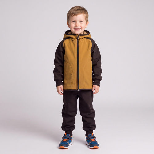 229020 Nicol Kurtka softshell chłopięca polar kaptur odblask- oliwkowa