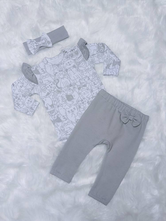 Kotki Body z długim rękawem Bambarillo pudrowy róż-granat