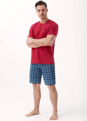 803 Piżama męska Luna - bordowy