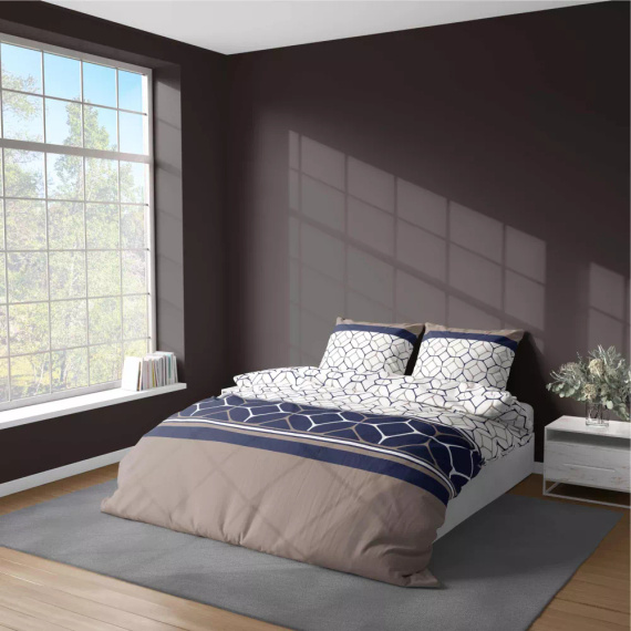 5039 A Pościel z mikrofibry heksagonalny motyw Detexpol granatowy