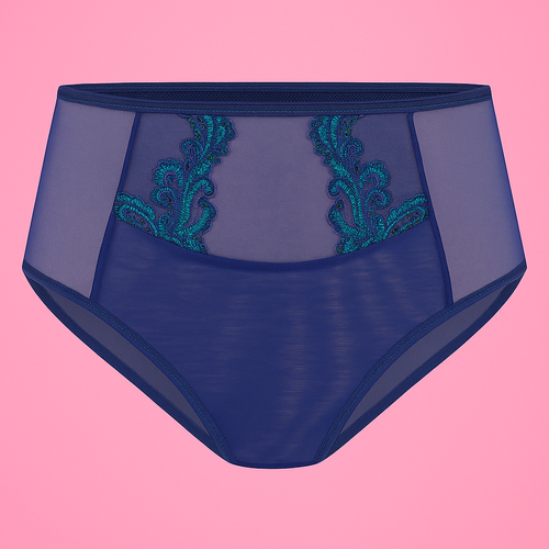 Figi damskie VF-474- wysoki stan, koronka, komfort Vena granat-zielony