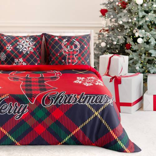 Dasher Pościel świąteczna renifer z mikrowłókna Eurofirany czerwony