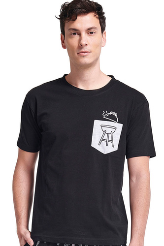 Gianny Męska piżama Sorbetto szara – krótki rękaw, szorty, nadruk, bawełna