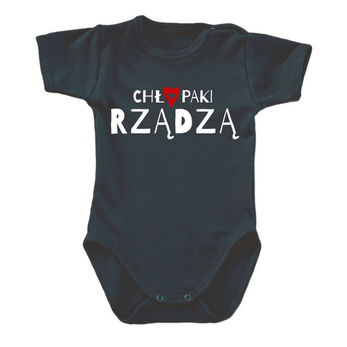 "CHŁOPAKI RZĄDZĄ" Body krótki rękaw Moocha czarny