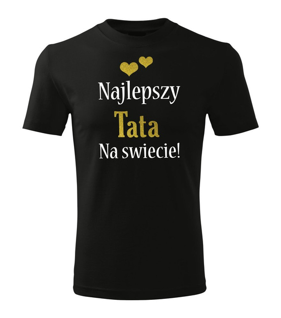 "Najlepszy tata na świecie" koszulka męska Moocha czarny (złoty napis) 