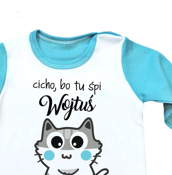 Cicho bo tu śpię Piżamka dziecięca z imieniem Moocha niebieski