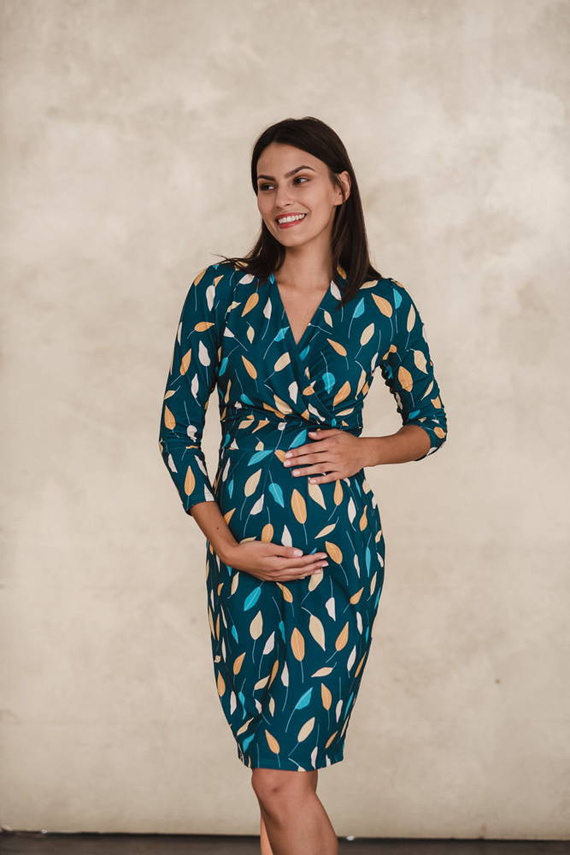 Grow with me sukienka ciążowa i do karmienia Milk&Love turkus w listki