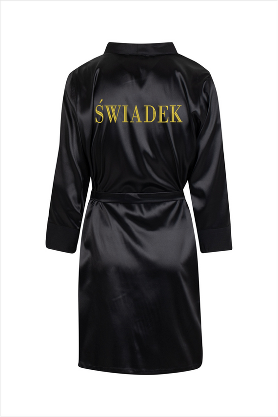 Świadek Szlafrok męski satynowy ByShelly - czarny/złoty