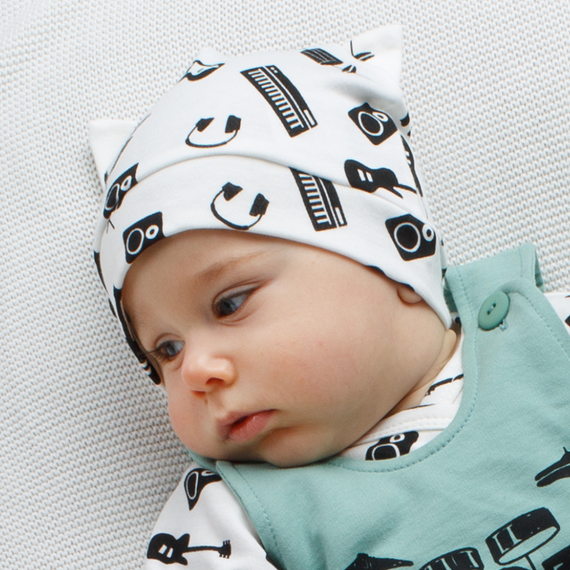 Lets Rock Czapka niemowlęca z uszkami Pinokio - ecru