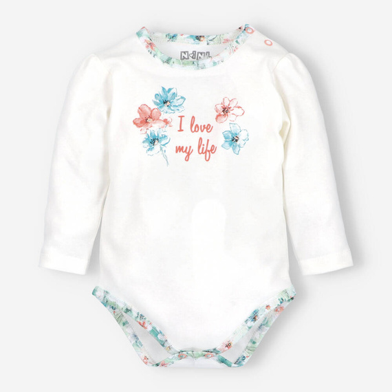 ABN-4244/ECR Flowers Body z bawełny organicznej Nini ecru