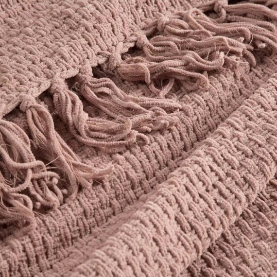 Suzi Koc narzuta tkana z frędzlami Eurofirany pudrowy