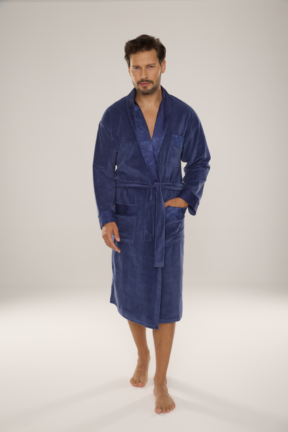 868 Noble Szlafrok męski welurowy De Lafense– elegancki, miękki, premium, jeans