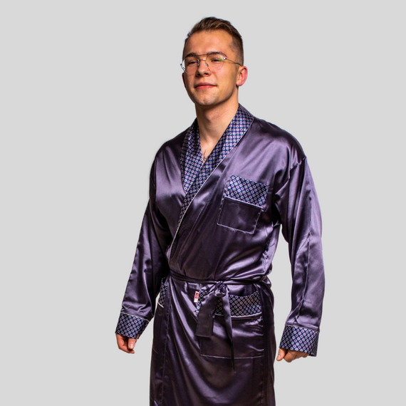 940 Satyna szlafrok męski Forex - granat