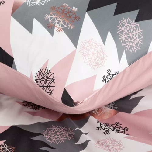 Aura Pościel świąteczna choinki z mikrowłókna Eurofirany różowy