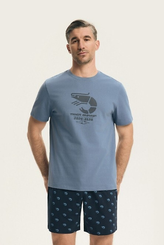 Piżama męska Henderson 44520 Brad, bawełniana, krótkie rękawy, nadruk, wzorzyste spodenki