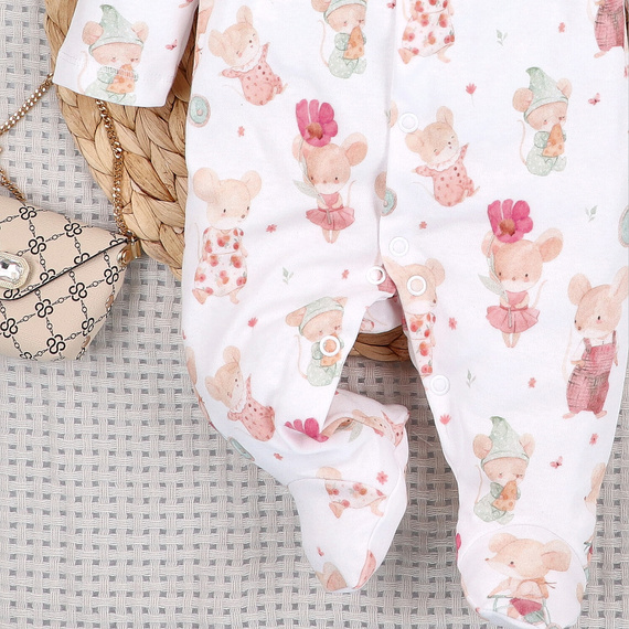 ABN-5692 Pajac niemowlęcy Małe Myszki Nini 100% bawełna organiczna Polska