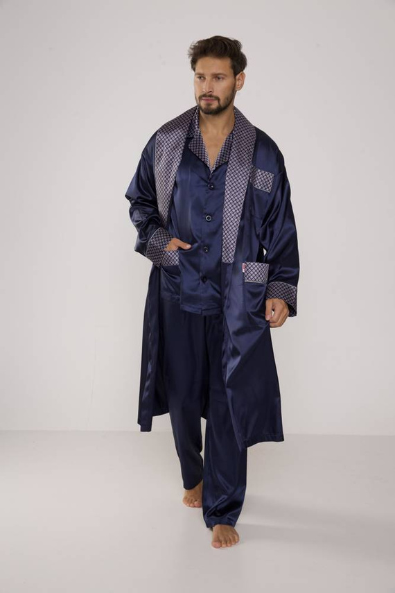 939 Piżama Męska Satyna-granatowy 