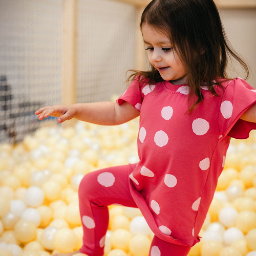 Bluzka dziewczęca Eevi Cherry malinowa motylkowe rękawki bawełna