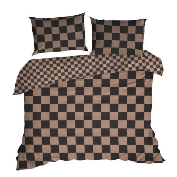 Sara 21 Pościel bawełniana kratka Eurofirany brązowy