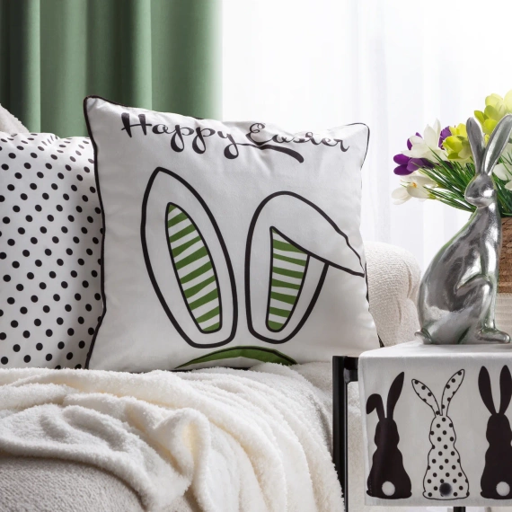 Wiosna 2 Poszewka wielkanocna z welwetu nadrukiem Eurofirany zielony