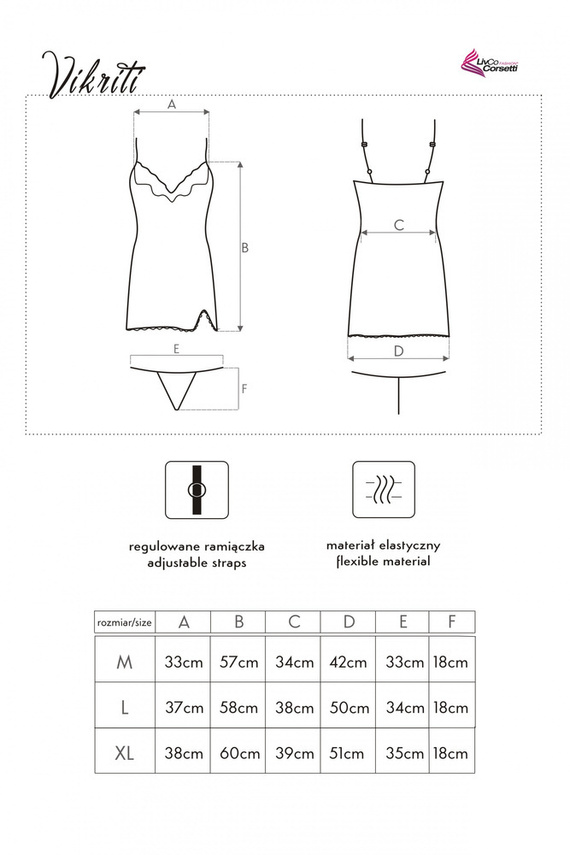 Vikriti LC 90102 Komplet, koszulka i figi LivCo Corsetti Fashion