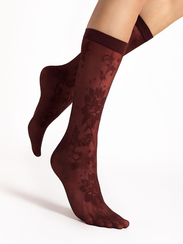 Fiore G1204 Shari Skarpetki Damskie 20 DEN Kwiatowe Oxblood