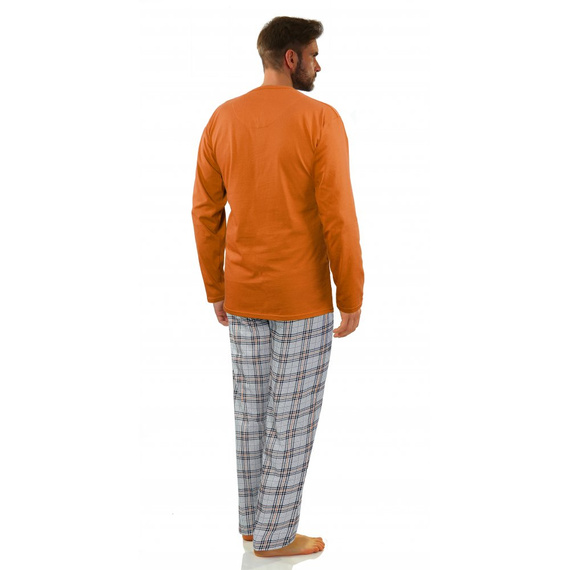 2379/29 Piżama Męska długi rękaw i spodnie Sesto Senso - pomarańczowy