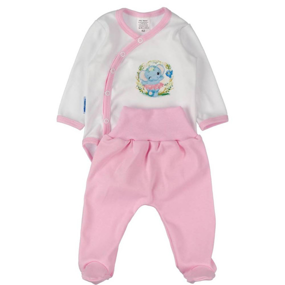 Wesoły słonik komplet body z półśpiochem Martex różowy
