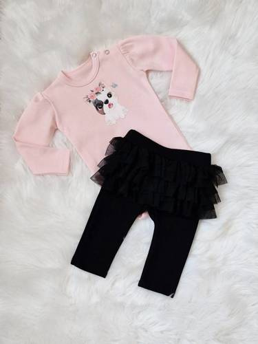 Puppy Body z długim rękawem Bambarillo pudrowy róż