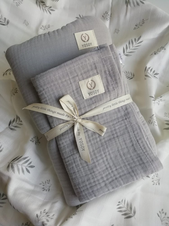 Zestaw muślinowy poduszka i otulacz Yosoy - khaki