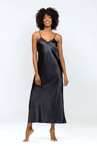 Abeni Halka satynowa koszulka damska DKaren - czarna 