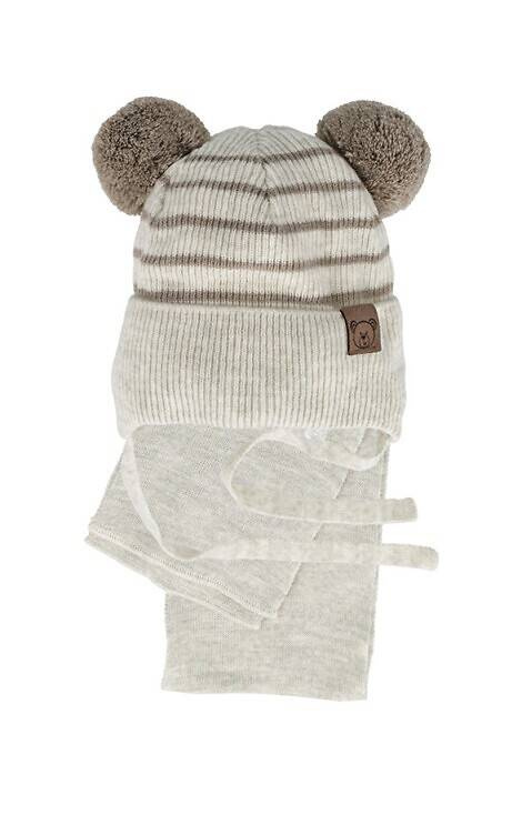 48-317 Komplet czapka+szalik AJS jasny beżowy